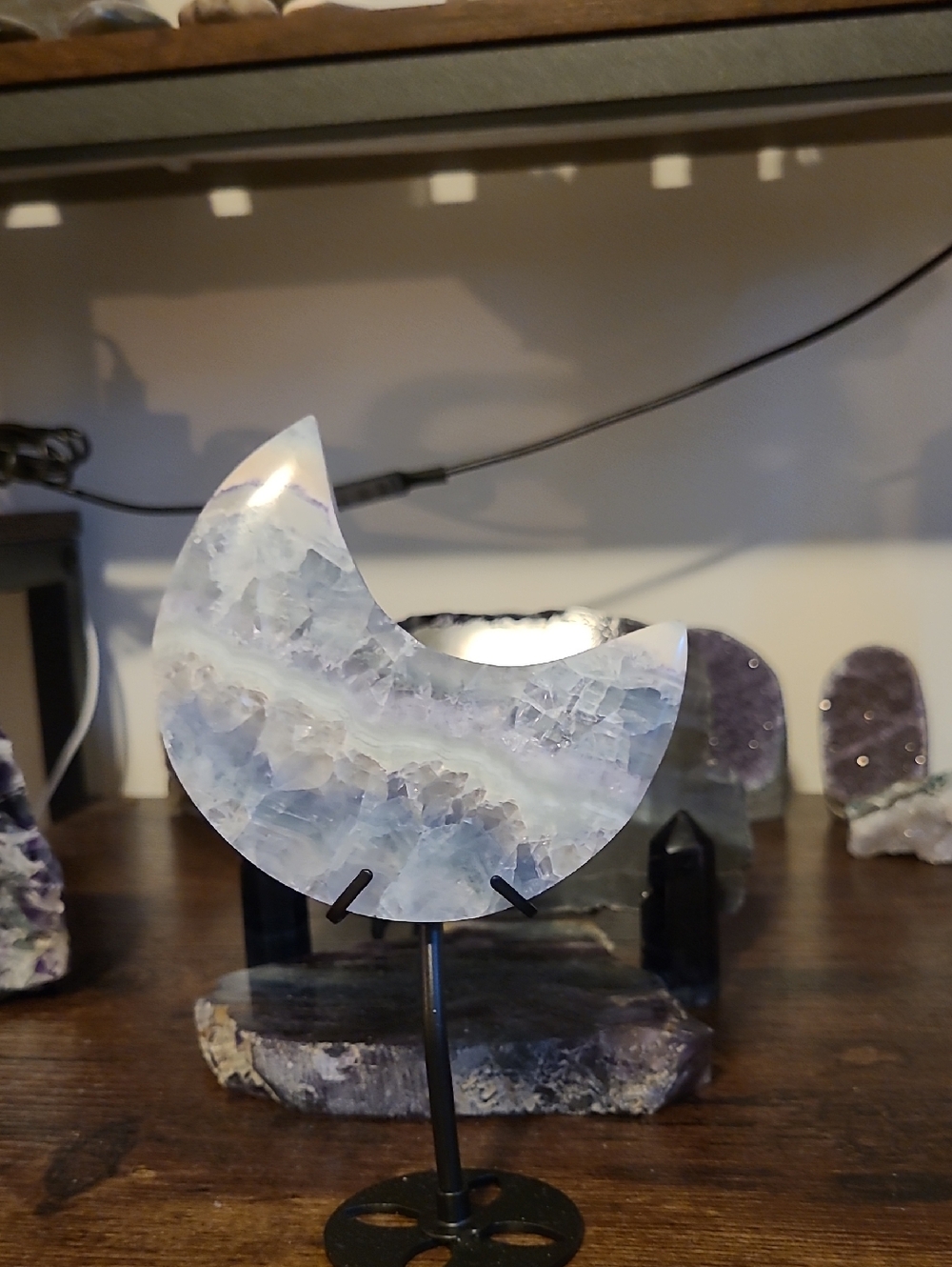 Fluorite Moon On Stand